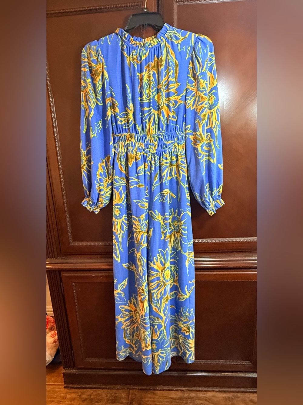 ODDI Boho NWOT Sunburst
Floral Jumpsuit Wide Leg
Smocked Waist keyhole back Sz S - Picture 3 of 11